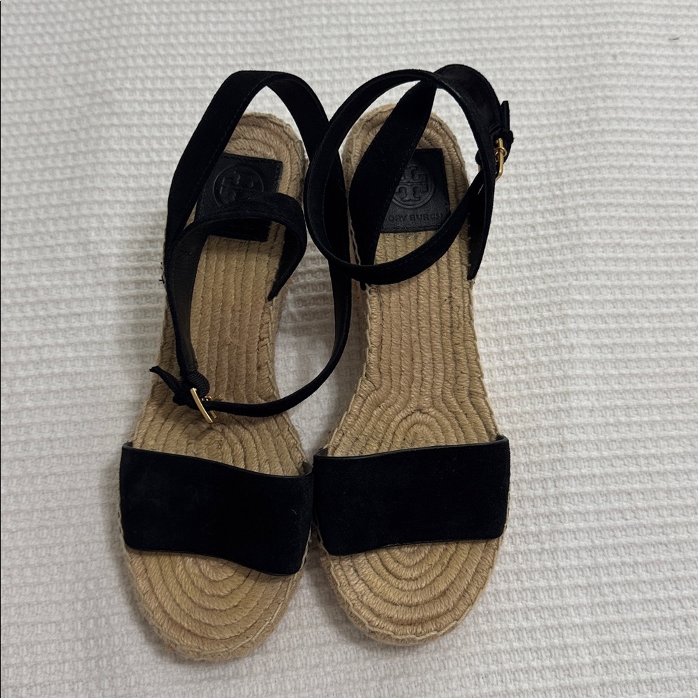 Tory Burch Black Ankle Strap Espadrilles
